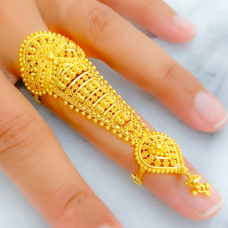 Royal Tasseled 22k Overall Gold Finger Ring