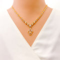 Embellished Graduating Drop 22k Gold CZ Necklace Set 