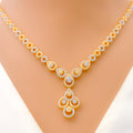 Embellished Graduating Drop 22k Gold CZ Necklace Set 