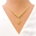 Embellished Graduating Drop 22k Gold CZ Necklace Set 