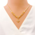 Bright Gleaming Floral 22k Gold CZ Necklace Set 