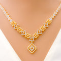 Bright Gleaming Floral 22k Gold CZ Necklace Set 