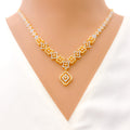 Bright Gleaming Floral 22k Gold CZ Necklace Set 