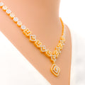 Bright Gleaming Floral 22k Gold CZ Necklace Set 