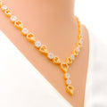 Refined Charming Floral Heart 22k Gold CZ Necklace Set 