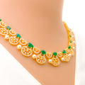 Vibrant Charming Flower 22k Gold CZ Necklace Set 