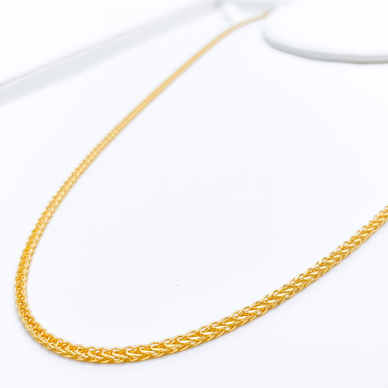 Medium Thick Wheat 22K Gold Chain - 20"