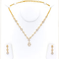 Modern Glamorous Marquise 22k Gold CZ Necklace Set 