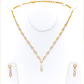 Refined Charming Floral Heart 22k Gold CZ Necklace Set 