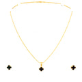 Magnificent Black Onyx 21K Gold Clover Necklace Set