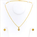 Radiant 21K Gold Clover Leaf Necklace Set