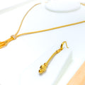 Special Twisted Leaf 21K Gold CZ Necklace Set