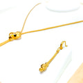 Fancy Floral 21K Gold Bow Necklace Set