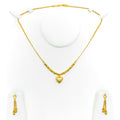 Timeless Beautiful Faceted Heart 22K Gold Necklace Set 