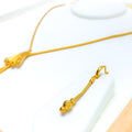 Glistening Elegant 21K Gold Fanned Necklace Set