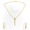 Classic Radiant Dual Halo 22K Gold Necklace Set 