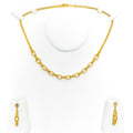 Elegant Contemporary Looped Chain 22K Gold Necklace Set 