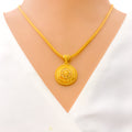 Beaded Floral Dome 22k Gold Pendant 