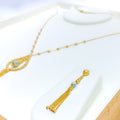 Opulent Gleaming Drop 5-Piece 21k Gold Necklace Set 