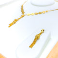 Sleek Sparkling Dangling Orb 22k Gold Necklace Set