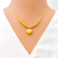 Timeless Beautiful Faceted Heart 22K Gold Necklace Set 