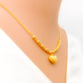 Timeless Beautiful Faceted Heart 22K Gold Necklace Set 