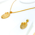 Filigree Opulent Oval 22K Gold Pendant Set