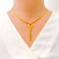 Classic Radiant Dual Halo 22K Gold Necklace Set 