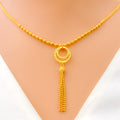 Classic Radiant Dual Halo 22K Gold Necklace Set 