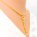 Classic Radiant Dual Halo 22K Gold Necklace Set 