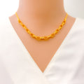 Elegant Contemporary Looped Chain 22K Gold Necklace Set 