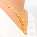 Glimmering Sophisticated 22K Gold Hanging Chain Necklace Set 