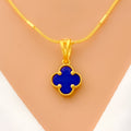 Dainty Blue 21K Gold Clover Necklace Set 