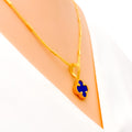 Dainty Blue 21K Gold Clover Necklace Set 