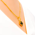 Magnificent Black Onyx 21K Gold Clover Necklace Set 