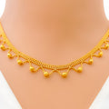 Impressive Sleek Beaded Lace 22K Gold Necklace Set 