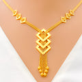 Iridescent Radiant Open Square 22K Gold Necklace Set 