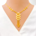 Iridescent Radiant Open Square 22K Gold Necklace Set 