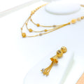 Two-Tone Elongated Orb 22k Gold Necklace Set