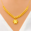 Fancy Floral 21K Gold Necklace Set 
