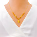 Opulent Oval 21K Gold Necklace Set