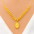 Opulent Oval 21K Gold Necklace Set