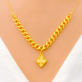 Reflective Diamond-Shaped 21K Gold Necklace Set