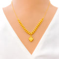 Reflective Diamond-Shaped 21K Gold Necklace Set