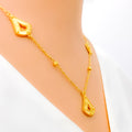 Fanned Bell Drop 21K Gold Necklace Set