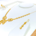 dangling-5-piece-21k-gold-sun-flower-necklace-set