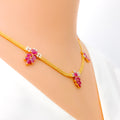 Blooming Ruby Flower Diamond + 18k Gold Necklace