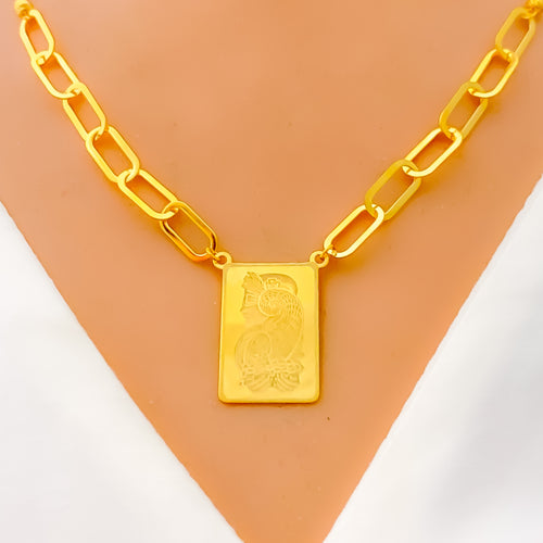 Upscale Geometric 4-Piece 21k Gold Coin Necklace Set