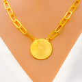 Radiant Round 4-Piece 21k Gold Coin Necklace Set