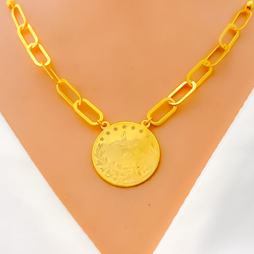 Graceful Circular 4-Piece 21k Gold Coin Necklace Set
